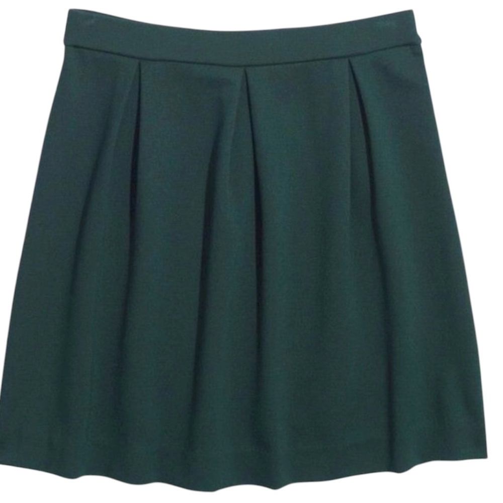 MADEWELL Dark Green Bistro Mini Skirt Skater Box Pleats Size 4 Womens